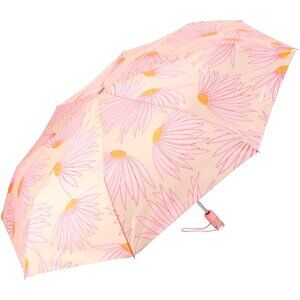 NWT! Kate Spade Pink Illustrated Falling Flower Daisy Travel Umbrella w/case